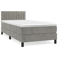 cama tapizada 193x90x88 cm terciopelo - gris