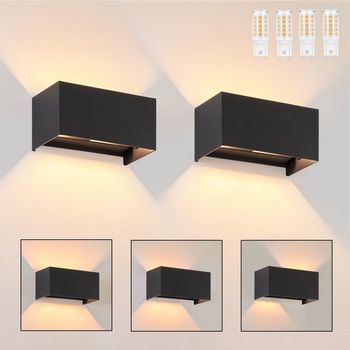 Nettlife 2 Aplicaciones Led Para Muro Negras Ip65, Luz Blanca Caliente Ajustable G9, Para Salón, Jardín, Terraza