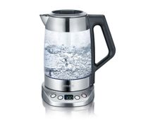 severin - tetera y hervidor de agua de cristal deluxe tetera electrica con temperatura y tiempo ajustables tetera hervidor con programas 3000 w acero inoxidable wk 3479