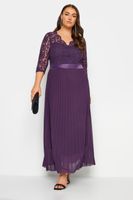 yours london vestido violeta marino plisado con encaje mujer curvy y tallas grandes yours london