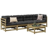 juego de sofas de jardin 5 uds  mueble jardin mesa y sillas madera de pino impregnada cfw67918