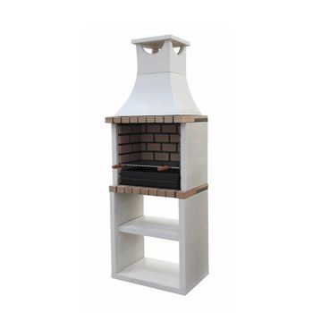 Movelar - Barbacoa De Obra Prefabricada Para Leña Y Carbón Modelo Nola Plus Deluxe (blanco, Refractario - 70 X 47 X 221 Cm) Ref: M00211 - Uso En