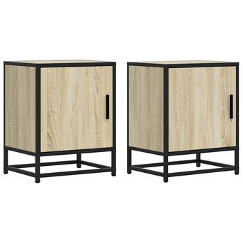 Juego De 2 Mesitas De Noche - Mesillas Madera Ingeniería Roble Sonoma 40x31x50cm Mc6070