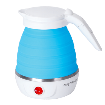 Aigostar Sapphire - Hervidor eléctrico plegable de viaje, doble voltaje 100~240V,  mango Cool Touch, hasta 1000W de potencia, capacidad de 600 ml, recalentamiento automático. Libre de BPA.