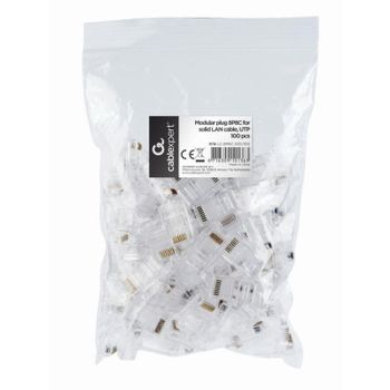 Conector RJ45 Gembird LC-8P8C-001/100 Cat5 Chapado en Oro 100 unidades