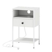costway mesita de noche con estacion de carga industrial compartimento abierto cajon estante almacenamiento compacta dormitorio sala de estar 40 x 32 x 65 cm