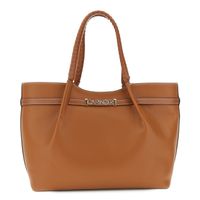 bolso de compras con efecto piel plisada con acabado granulado y polipiel tan