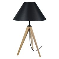 lampara de mesa madera natural pantalla negro