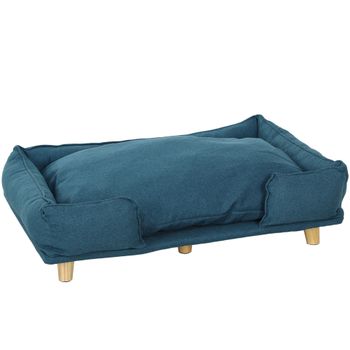 PawHut Cama Elevada para Perros con Patas de Madera y Cojín Lavables Cama para Mascotas Carga 30 kg 96x66x24 cm Azul