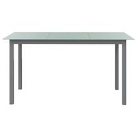 mesa de jardin  mesa de exterior de aluminio y vidrio gris claro 150x90x74 cm