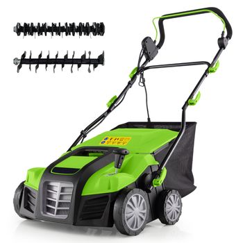 Costway 2000W Desmalezador Plegable Eléctrico de 40cm 3500rpm con 5 Profundidades Ajustables Bolsa Recolectora de 55 L para Céspedes de 800m²