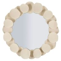 espejo de pared de metal color crema 85x75x85 cm