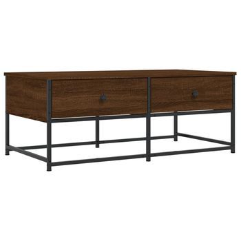 Mesa De Centro 100x51x40 Cm Madera Y Metal Trabajados - Marrón