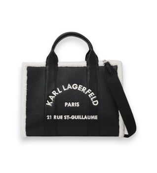 Karl Lagerfeld para mujer. B4W30087 Bolso tote mediano Rue St-Guillaume negro (OSFA), Casual, Poliuretano