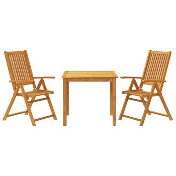 Juego De Comedor De Jardín 3 Piezas | Mueble De Jardín 85x85x74 Cm Madera Maciza De Acacia