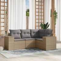 conjunto de sofas jardin con cojines 4 uds  mueble jardin mesa y sillas ratan sintetico beige cfw582413