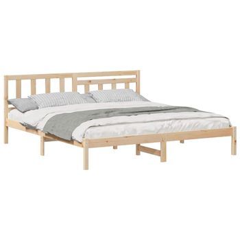 Cama Matrimonial | Cama Para Adulto | Estructura De Cama Marrón 180 X 200 Cm Madera De Pino Macizo