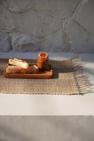 bandeja de servir de madera de teca en marron 20x11x2 cm