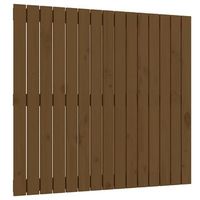cabecero cama pared  panel de cabecera madera maciza pino marron miel 955x3x90 cm