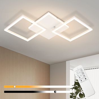 Lámpara De Techo Led Nettlife Para Sala De Estar, Blanca, Regulable, Cuadrada, Moderna, 32 W, Con Control Remoto