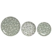 vajilla set 18 porcelana 27x27x2 floral verde