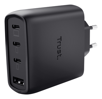 CARGADOR USB GAN TRUST MAXO 65W 3xUSB-C PD 1xUSB-A INCLUYE CABLE USB-C 2M NEGRO