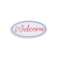 iluminacion led decorativa de plastico welcome azul rosado 29x58x2 cm