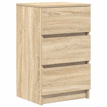 Mesilla De Noche | Mesita De Noche Con 3 Cajones Roble Sonoma 39x35x65 Cm