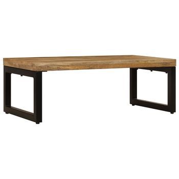 Mesa De Centro，mesa Auxiliar，mesa De Café Madera Maciza De Mango Y Acero 100x50x35 Cm