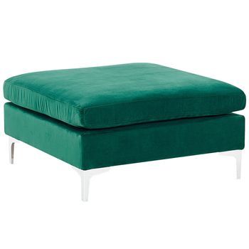 Otomana De Terciopelo Verde Reposapiés Patas Metal Cojín Glamour Evja