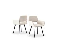 conjunto de 2 sillas de comedor escandinavas en tela beige con patas negras