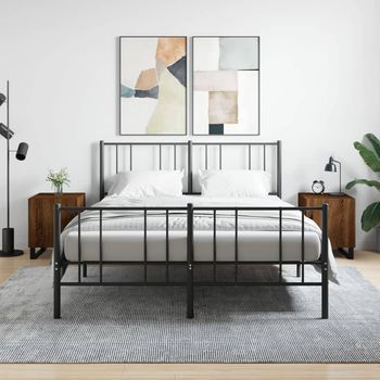 Mesitas De Noche (2 Uds) - Mueble Dormitorio - Madera Ingeniería - Marrón Roble (40x40x50cm)