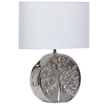 Lámpara De Mesa De Cerámica Plateado 48 Cm Patrón De Árbol Glamuroso Dormitorio Sala De Estar Kherlen