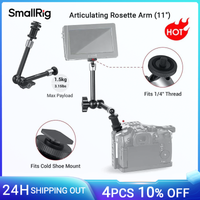smallrig brazo de roseta articulado con montaje de zapata fria y adaptador de tornillo roscado estandar de 14 -20 longitud maxima de 11 pulgadas-1498b
