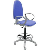 taburete giratorio torino gris con reposabrazos - tapizado azul claro
