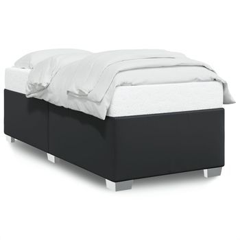 Cama Individual | Cama De Adulto | Estructura De Cama Sin Colchón Cuero Sintético Negro 80x200 Cm