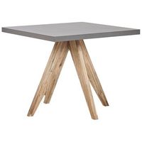 mesa de comedor para jardin gris tablero de cemento reforzado con patas de madera de acacia para 4 personas 90 x 90 cm olbia