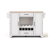 carro de cocina 120x4570x92cm - con estante plegable vinoteca soporte para copas estante para especias y toallero - blanconatural