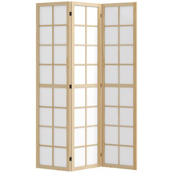 Biombo 120x1.7x170 cm natural y blanco