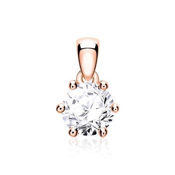 Colgante de cadena para mujer en oro rosa de 14 quilates con diamante talla brillante