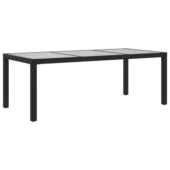 Mesa Jardín | Mesa De Exterior Vidrio Templado Ratán Sintético Negra 190x90x75 Cm