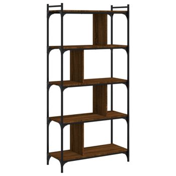 Estantería  librería 5 estantes madera marrón roble 76x32x158 cm