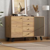 aparador - mueble para salon - mdf y madera - negro y madera 120x38x75cm