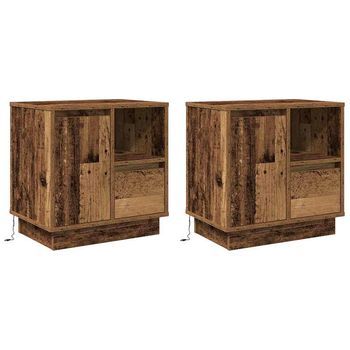 Pack 2 Uds Mesita De Noche | Armario De Noche | Mesa De Noche Madera Vieja 50 X 34,5 X 50 Cm.
