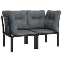 pack 2 uds sillones esquina jardin  silla de jardin  silla de exterior con cojines ratan pe negro y gris
