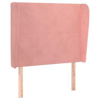 Cabecero Con Orejas De Terciopelo Rosa 93x23x118/128 Cm