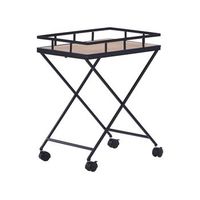 carrito de cocina de metal negro tablero de madera clara 56 cm ruedas industrial moderno rustico leoti