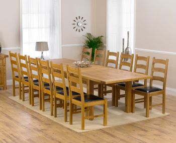 Normandy 220cm Solid Oak Extending Dining Table with Vermont Chairs - Timber, 6 Chairs