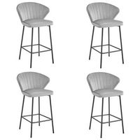 set de 4 taburete de bar terciopelo valora gatta asiento de terciopelo gris plateado