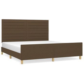 Estructura De Cama Con Cabecero De Tela Marrón 160x200 Cm
